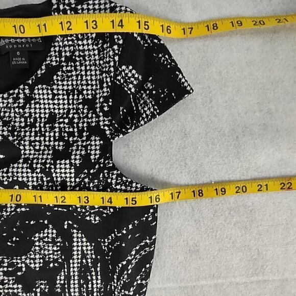 Connected Apparel Womens Embroidered Black, White Print Midi Sheath Dress Size 6 - Picture 8 of 10
